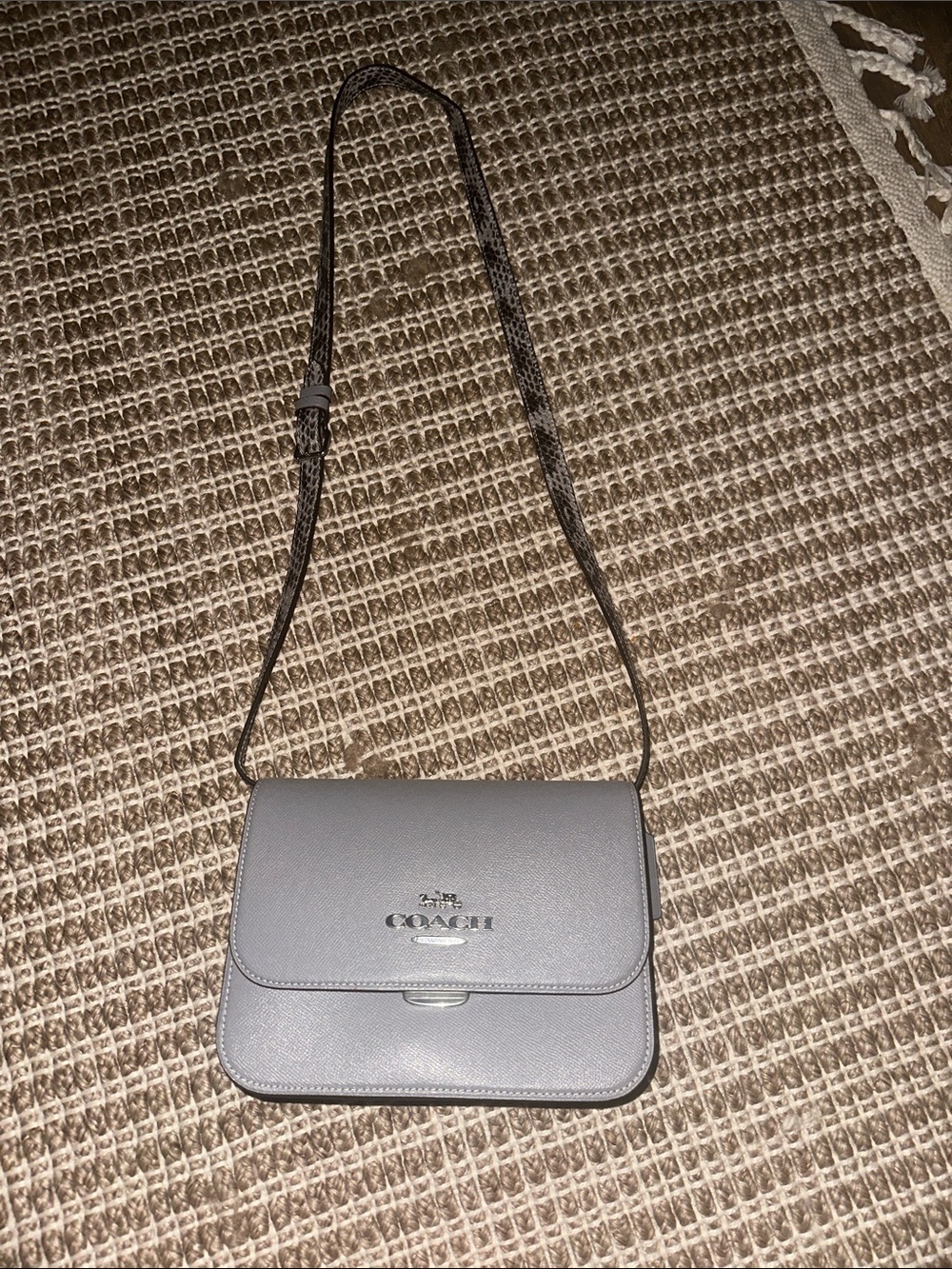 Coach medium  Pebble Leather Crossbody Bag in Light Gray